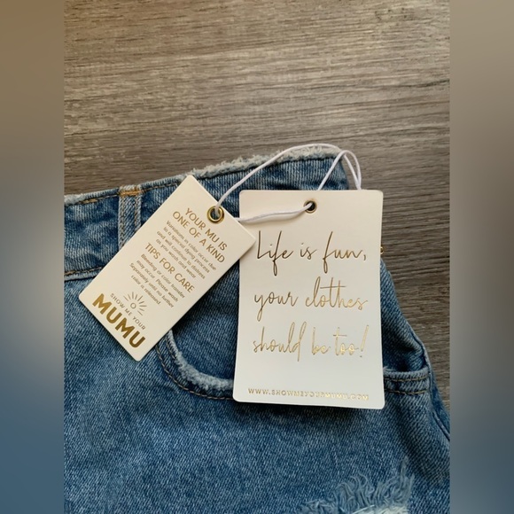 NWT Show Me Your MuMu Shorts Arizona Button Up Shorts High Rise Distressed 27 28 - Picture 9 of 13